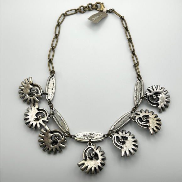 Lulu Frost for J Crew Crystal Cluster Drop Statement Necklace Bronze Silver NWT - Picture 8 of 11